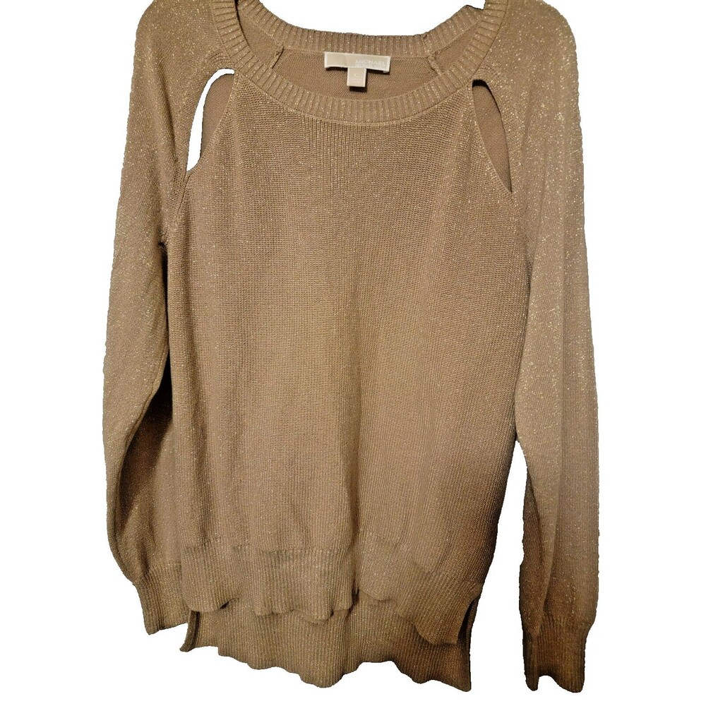 Michael Kors Gold‎ Women's Sweater with Cutouts, Size XL, Gently Used Excellent
